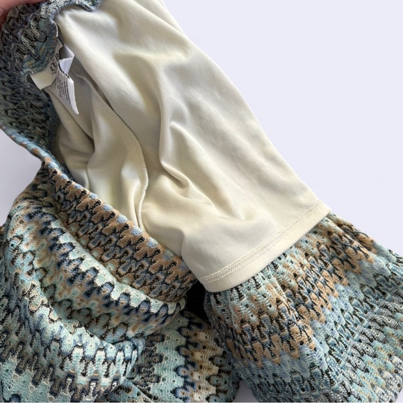 Flared Multicolor Knit Pants Blue Navy Cream Boho Summer Lounge Pants Only - Picture 3 of 7